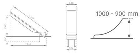  RVS Aanbouwglijbaan platformhoogte 90 t/m 100cm