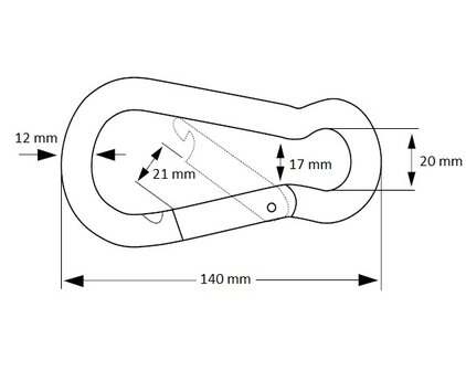 Afmetingen Karabijnhaak 140mm Verzinkt