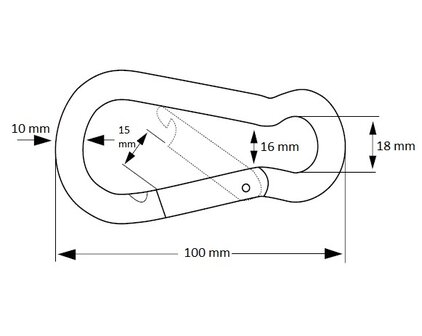 Afmetingen Karabijnhaak 100mm Verzinkt