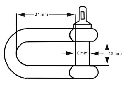 D-sluiting M6 verzinkt 24x13mm 