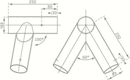 Schommelset Rondhout 4 haken &#039;Schuin&#039; 100x80mm afmetingen