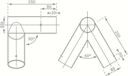 Schommelset Rondhout 4 haken &#039;Recht&#039; 100x80mm afmetingen