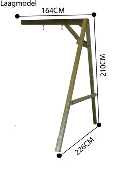 Aanbouwschommel met 2 haken afmetingen hoog