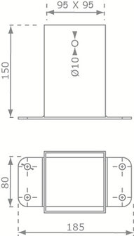 Muursteun voor vierkante palen 90x90mm afmetingen