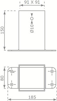 Muursteun voor vierkante palen 91x91mm afmetingen