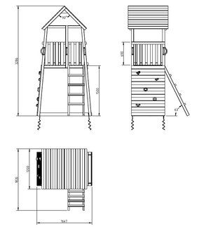 Blue Rabbit Speeltoren Belvedere Premium Hoog tekening