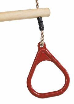 Houten trapeze met kunststof driehoeksringen Rood