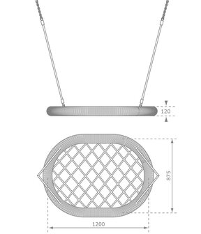 Nestschommel Ovaal Openbaar Zwart Afmetingen