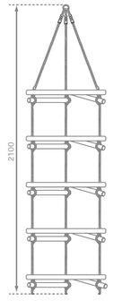 Touwladder PH 3 zijden met 5 sporten