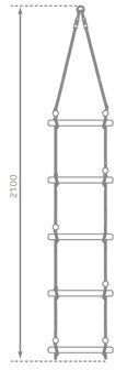 Touwladder PH 4 zijden met 5 sporten tekening