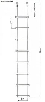 Touwladder 8 sporten 2,8m afmetingen