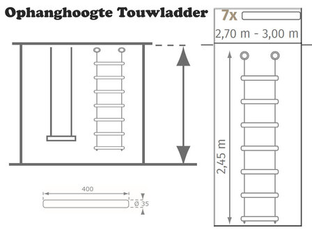 Touwladder PH touw 7 sporten 2,45 m