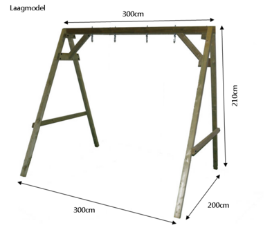 Houten schommel 4 haken Extra Breed