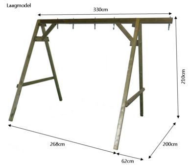 Vrijstaande schommel met 5 haken