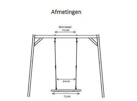 Afmeting tekening afstand tussen schommelhaken