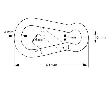 Afmetingen Karabijnhaak 4x40mm 