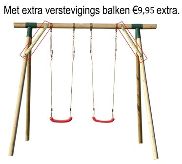 Schommel Rondhout 4 haken &#039;Schuin&#039; 100x80mm aan schommel