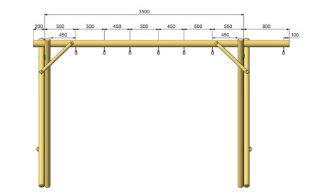 Afmetingen Houten Schommel 7 Haken 
