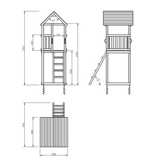 Blue Rabbit Speeltoren Kiosk Premium Hoog Tekening