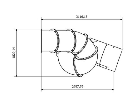 Kunststof modules spiraalglijbaan platformhoogte 250 cm