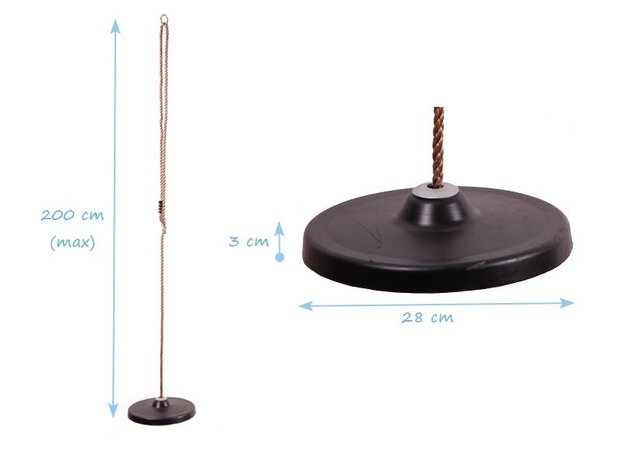 Afmetingen rubber schommel disk