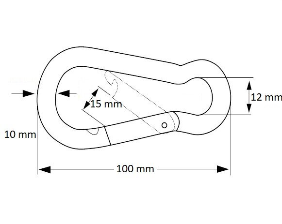 karabijnhaak ei 10x100 afmetingen