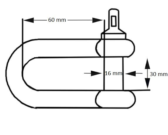 D-sluiting M16 verzinkt 60x30mm 