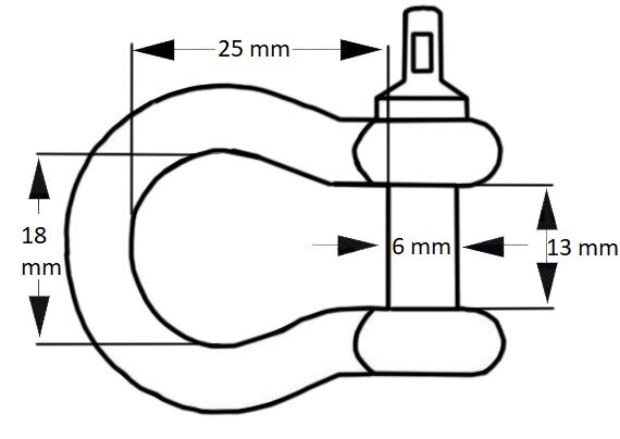 Harpsluiting M6 RVS 25x18mm