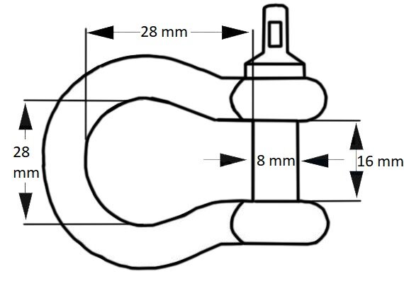 Harpsluiting M8 RVS 28x28mm 