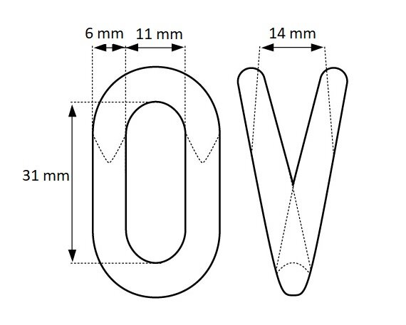 Afmeting noodschalm ketting verbinding verbinder