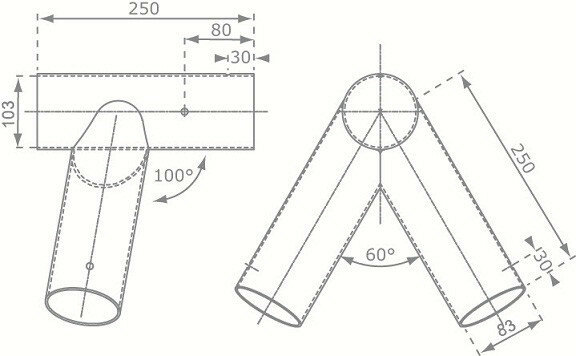 Schommelset  Rondhout 2 haken 'Schuin' 100x80mm afmetingen