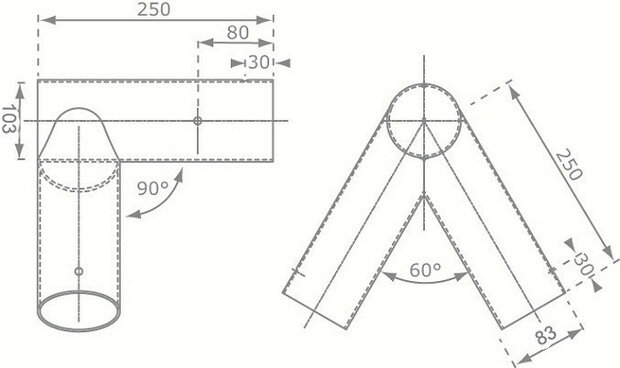 Schommelset Rondhout 2 haken 'Recht' 100x80mm afmetingen