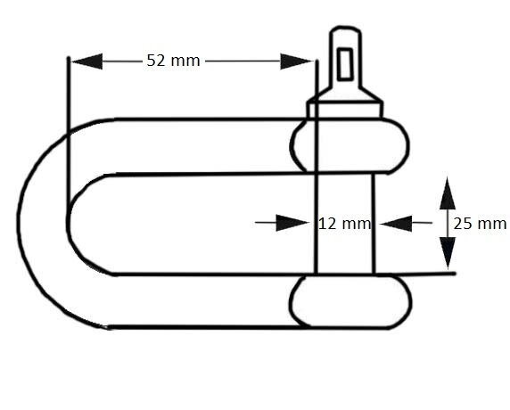  D-sluiting M12 verzinkt 52x25mm