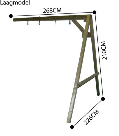 Aanbouwschommel met 4 haken afmetingeng 2