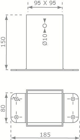 Muursteun voor vierkante palen 90x90mm afmetingen