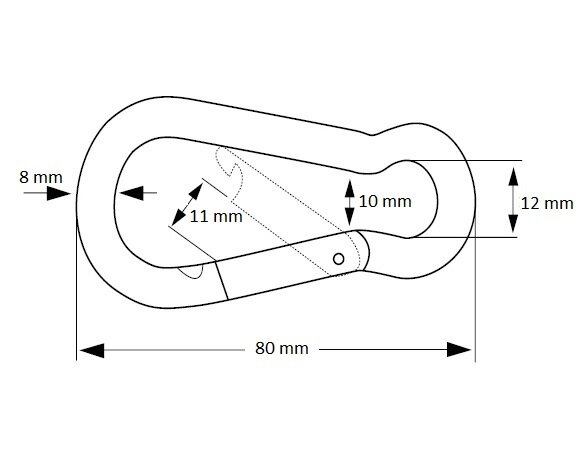 Afmetingen Karabijnhaak 80mm 920722