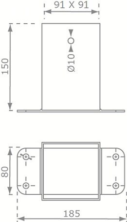 Muursteun voor vierkante palen 91x91mm afmetingen