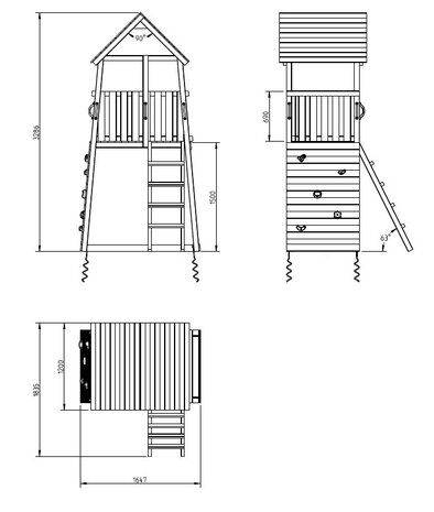 Blue Rabbit Speeltoren Belvedere Premium Hoog tekening