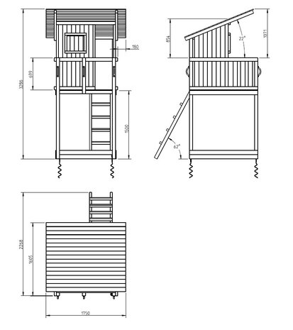 Blue Rabbit Speeltoren Beach Hut Premium hoog met hoogte