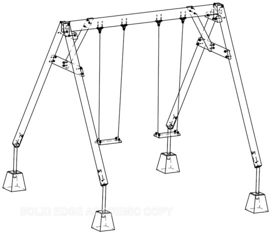 Houten schommel prof. tekening