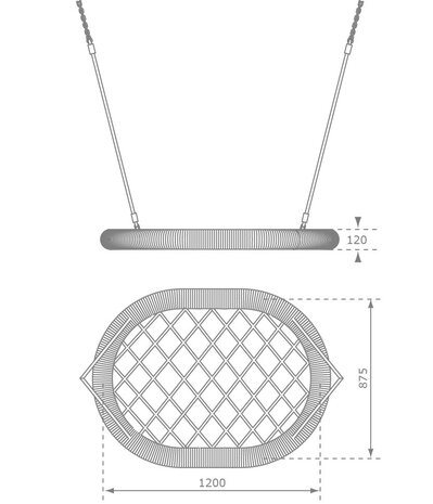 Nestschommel Ovaal Openbaar Zwart Afmetingen