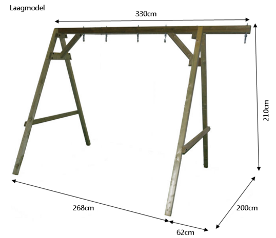 Vrijstaande schommel met 5 haken