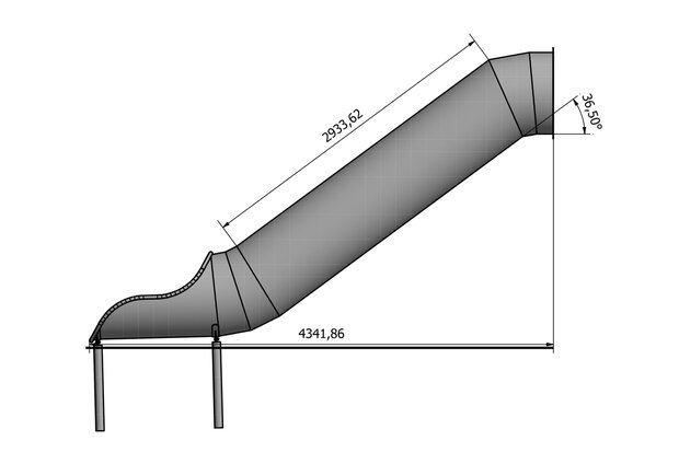 RVS Buis Glijbaan tot Platformhoogte 200 cm