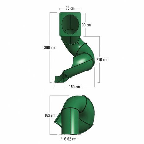 Afmetingen Spiraalglijbaan Turbo