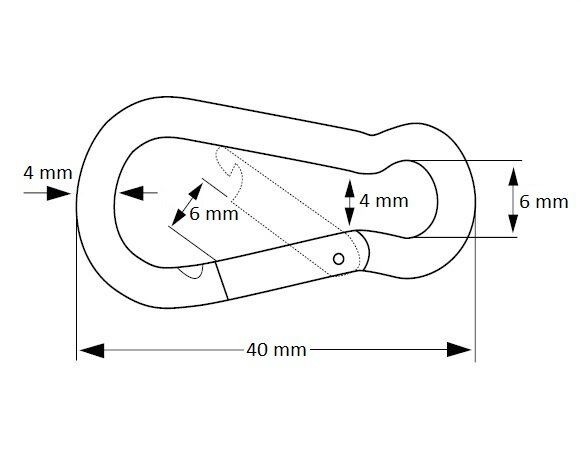 Afmetingen Karabijnhaak 4x40mm 