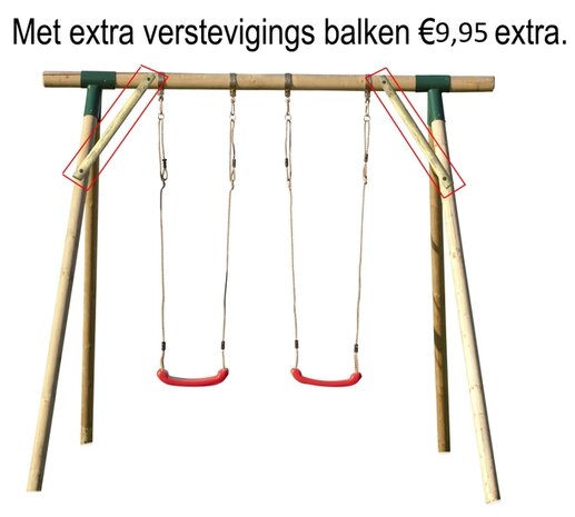 Schommel Rondhout 5 haken 'Schuin' 100x80mm aan de schommel