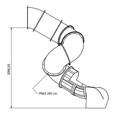 Kunststof modules spiraalglijbaan platformhoogte 250 cm