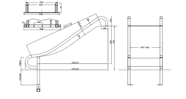 Rvs slide 60 tm 90 cm